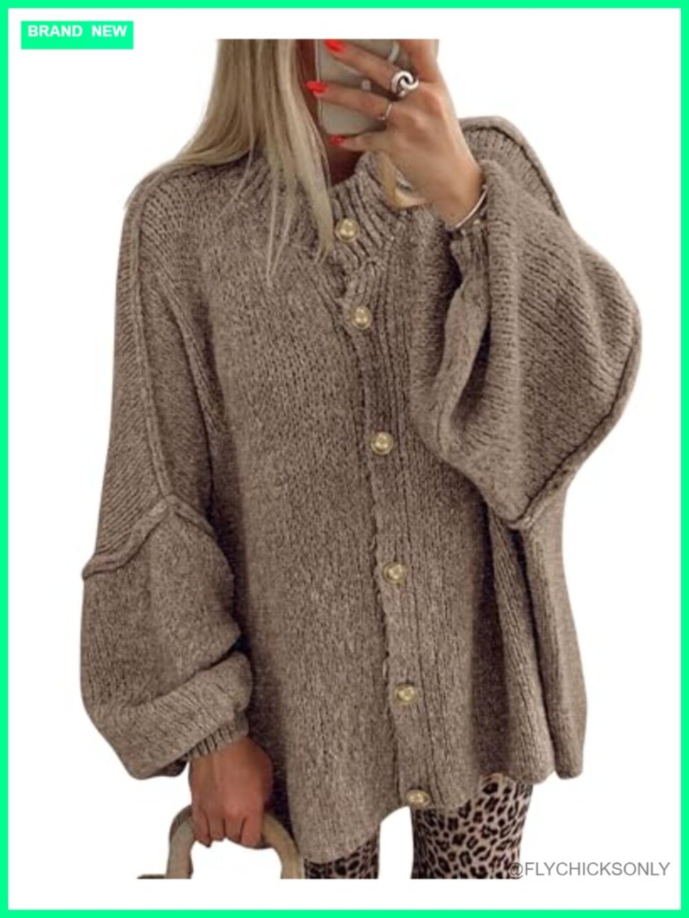 Women's Oversized Open Front Knit Cardigan Fall Layering Button Down Sweater